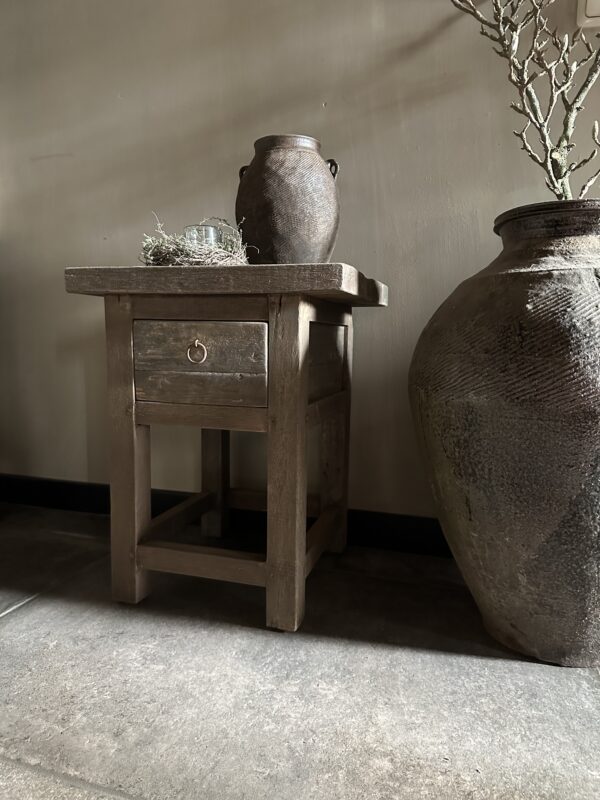 Klein Bijzettafeltje/ Nachtkastje Met Plank Driftwood Collectie