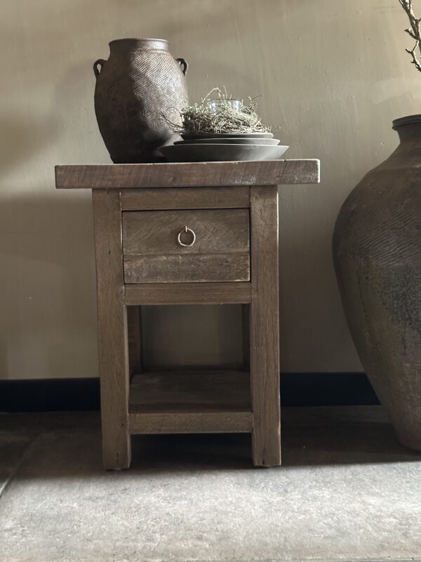 Klein Bijzettafeltje/ Nachtkastje Met Plank Driftwood Collectie - Afbeelding 4