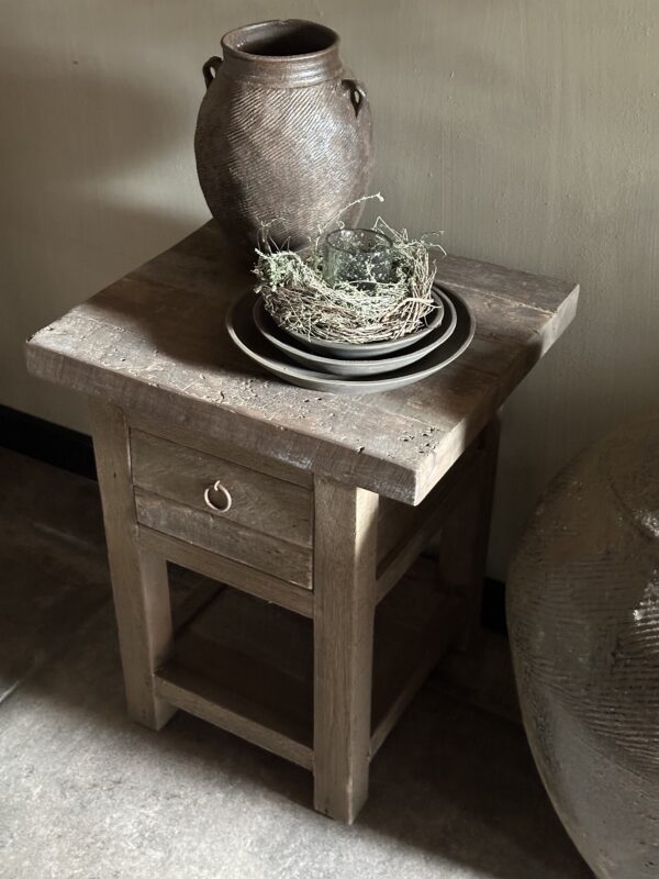 Klein Bijzettafeltje/ Nachtkastje Met Plank Driftwood Collectie - Afbeelding 3