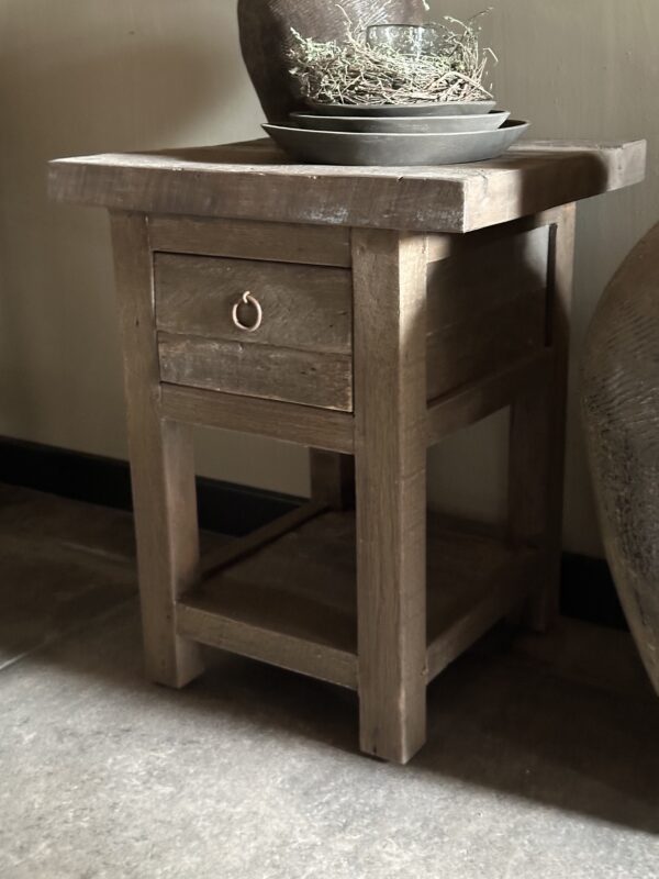 Klein Bijzettafeltje/ Nachtkastje Met Plank Driftwood Collectie - Afbeelding 2