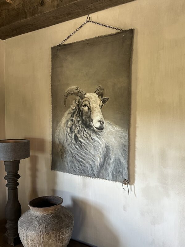Handgeschilderd Kalkdoek Met Ram (Alleen Afhalen) - Afbeelding 3