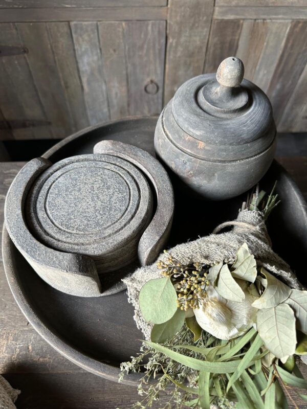 Onderzetters Vintage Grey 6 Stuks In Houder - Afbeelding 2