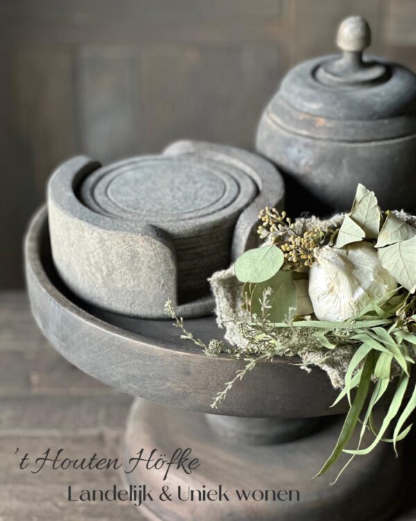 Onderzetters Vintage Grey 6 Stuks In Houder - Afbeelding 5