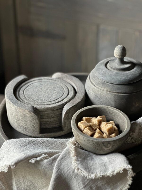Onderzetters Vintage Grey 6 Stuks In Houder - Afbeelding 6