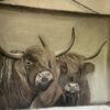 Handgeschilderd Kalkdoek Schotse Hooglanders San7 - Afbeelding 4