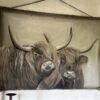 Handgeschilderd Kalkdoek Schotse Hooglanders San7 - Afbeelding 6