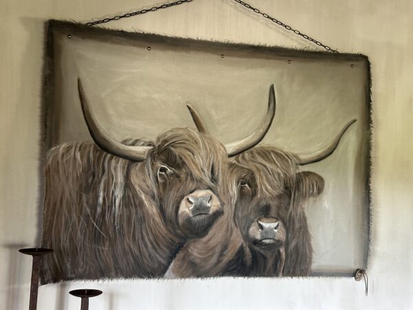 Handgeschilderd Kalkdoek Schotse Hooglanders San7 - Afbeelding 6