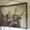 Handgeschilderd Kalkdoek Schotse Hooglanders San7 - Afbeelding 3