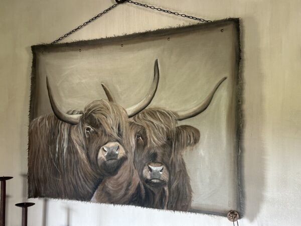 Handgeschilderd Kalkdoek Schotse Hooglanders San7 - Afbeelding 3