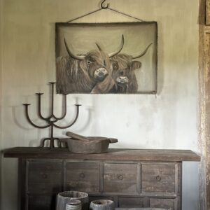 Handgeschilderd Kalkdoek Schotse Hooglanders San7