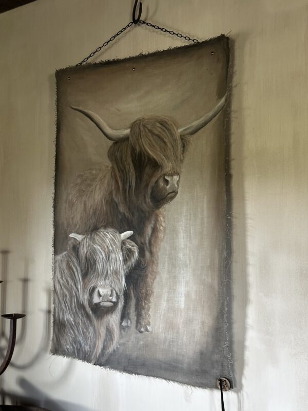 Handgeschilderd Kalkdoek Shotse Hooglanders San7 - Afbeelding 8