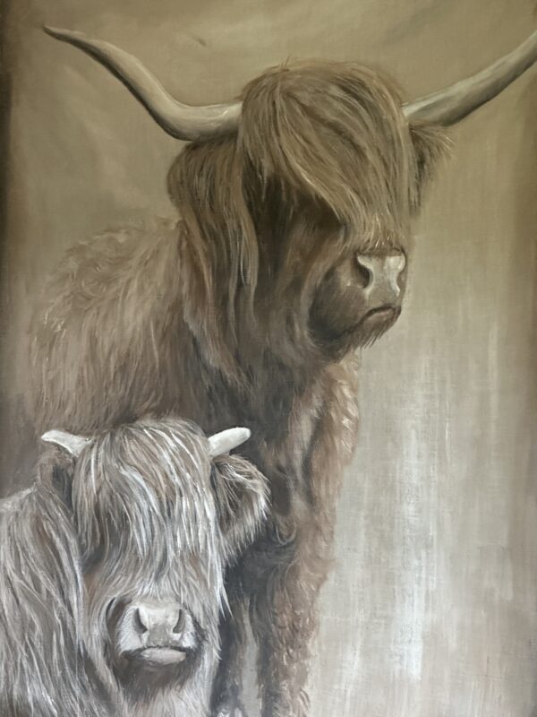 Handgeschilderd Kalkdoek Shotse Hooglanders San7 - Afbeelding 3