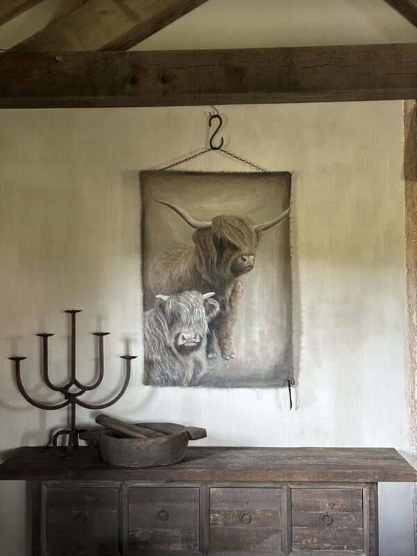 Handgeschilderd Kalkdoek Shotse Hooglanders San7 - Afbeelding 5
