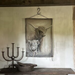 Handgeschilderd Kalkdoek Shotse Hooglanders San7