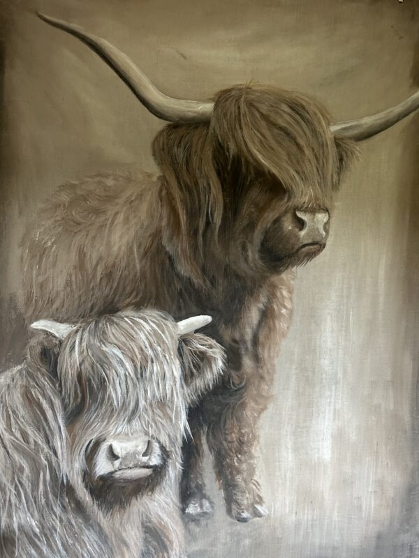 Handgeschilderd Kalkdoek Shotse Hooglanders San7 - Afbeelding 6