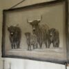 Handgeschilderd Kalkdoek Met 4 Schotse Hooglanders San7 - Afbeelding 7