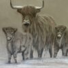 Handgeschilderd Kalkdoek Met 4 Schotse Hooglanders San7 - Afbeelding 5