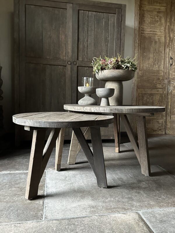 Set van 2 Ronde Driftwood Salontafels - Afbeelding 8