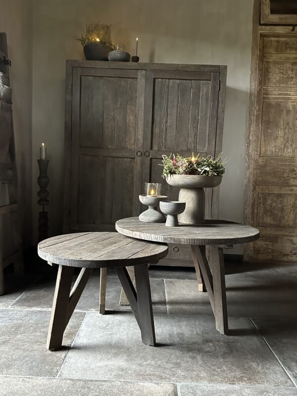 Set van 2 Ronde Driftwood Salontafels - Afbeelding 6