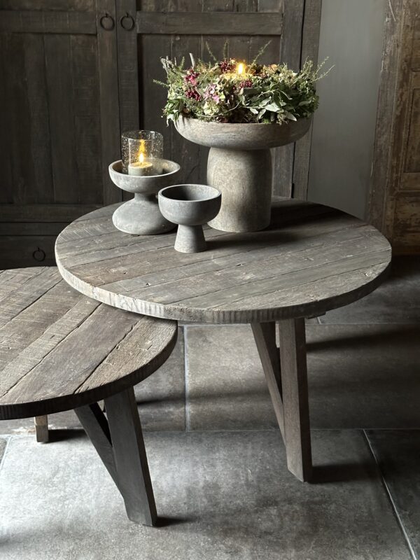 Set van 2 Ronde Driftwood Salontafels - Afbeelding 7