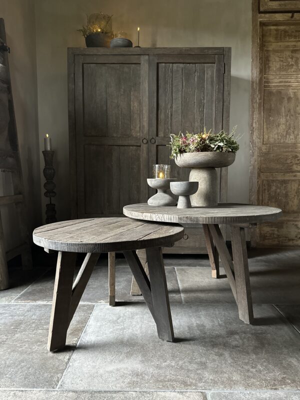 Set van 2 Ronde Driftwood Salontafels