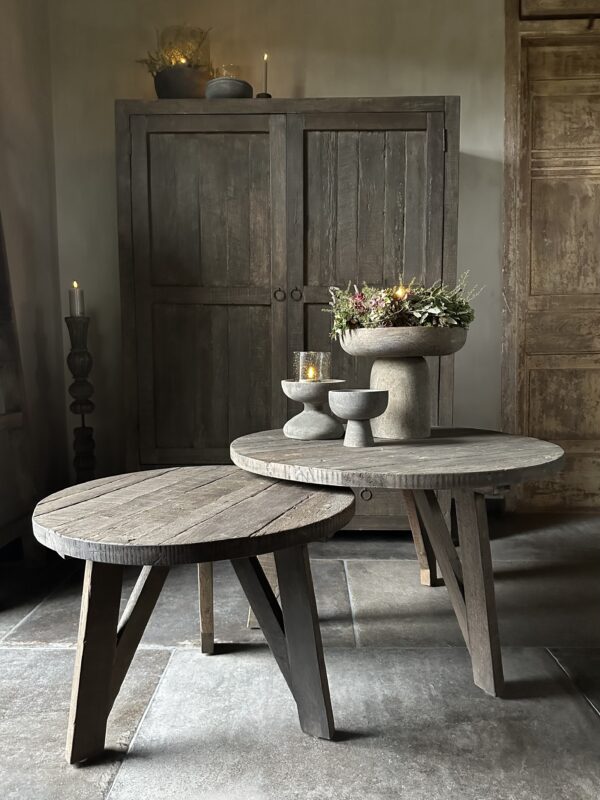 Set van 2 Ronde Driftwood Salontafels - Afbeelding 3