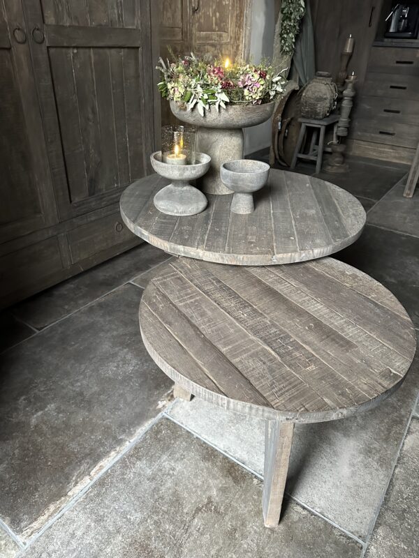 Set van 2 Ronde Driftwood Salontafels - Afbeelding 4