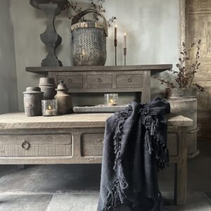 Plaid Met Franjes Zwart