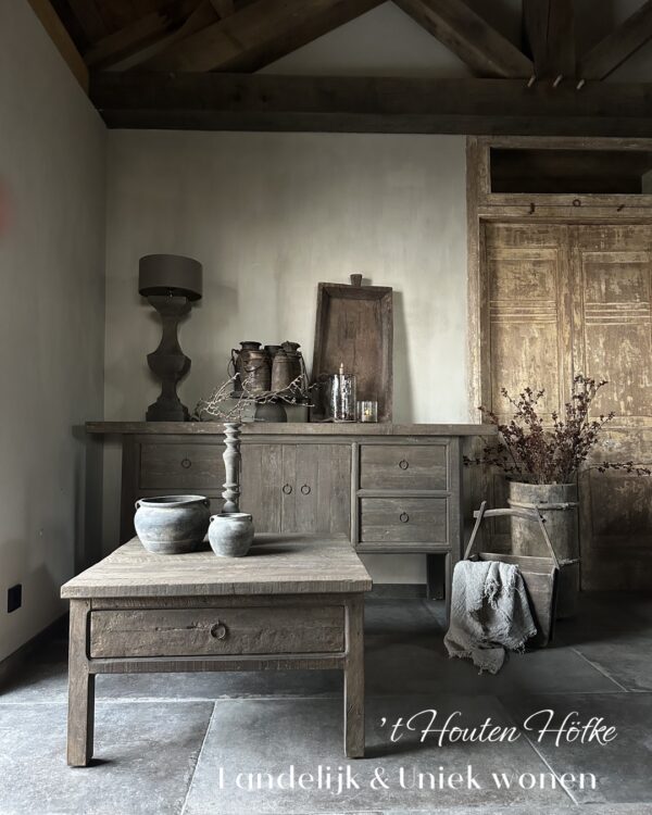 Salontafel Vierkant 80 x 80 Met Lade Driftwood - Afbeelding 4