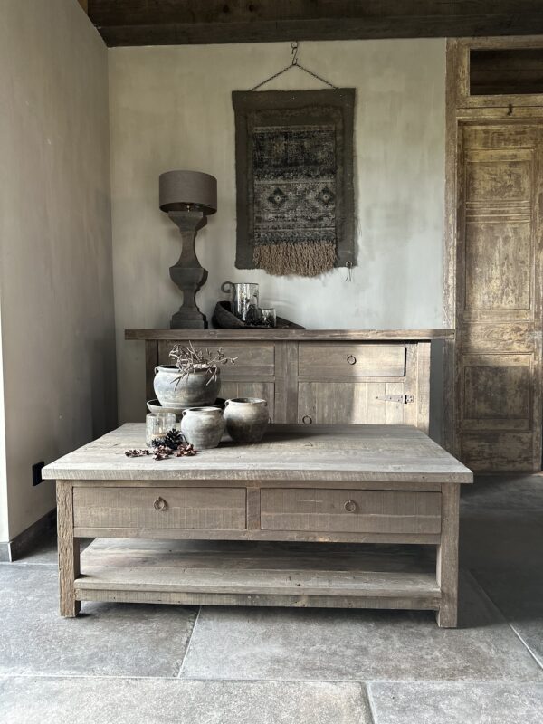 Salontafel 4-Lades En Onderblad 120 x 70 Driftwood - Afbeelding 3