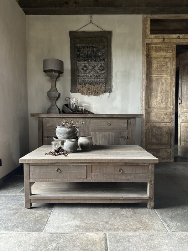 Salontafel 4-Lades En Onderblad 120 x 70 Driftwood - Afbeelding 2