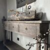 Lange Smalle Sidetable 3-Lades en Onderblad Driftwood 140x30 - Afbeelding 3