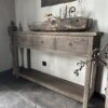 Lange Smalle Sidetable 3-Lades en Onderblad Driftwood 140x30 - Afbeelding 6