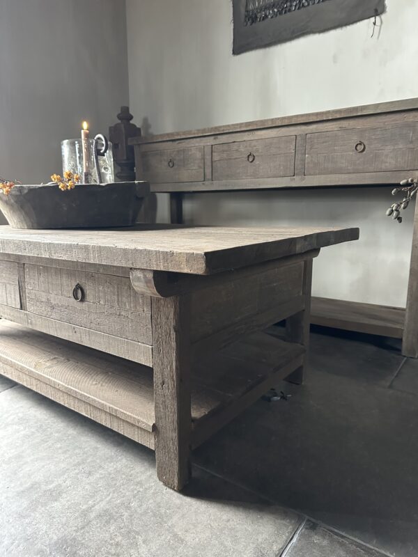 Salontafel JENONG Met 2-Lades en Onderblad Driftwood 120x70 - Afbeelding 4