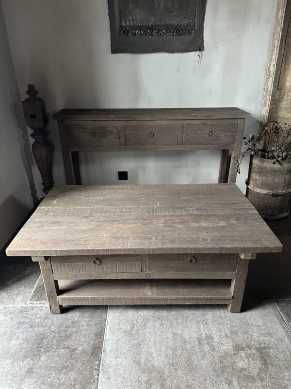 Salontafel JENONG Met 2-Lades en Onderblad Driftwood 120x70 - Afbeelding 7