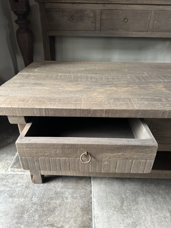 Salontafel JENONG Met 2-Lades en Onderblad Driftwood 120x70 - Afbeelding 3