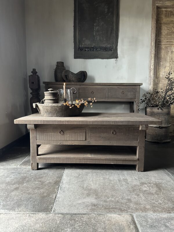 Salontafel JENONG Met 2-Lades en Onderblad Driftwood 120x70