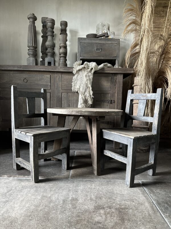 Oud Houten Kinderstoeltje - Afbeelding 2