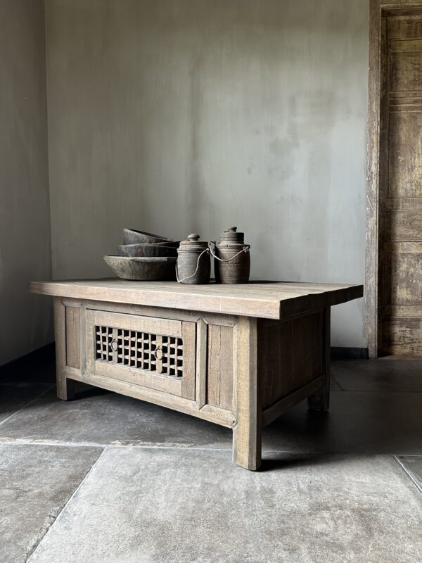 Salontafel NEPALI Met Doorschuiflade Driftwood 120x70 - Afbeelding 4
