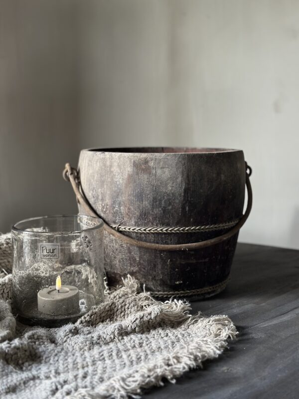 Oude Houten Emmer Met Handvat