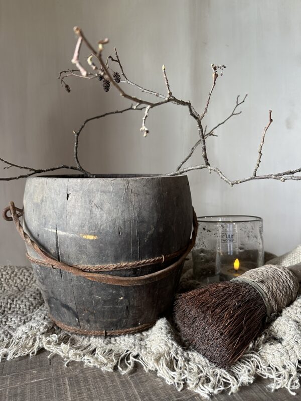 Oude Houten Emmer Met Handvat