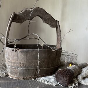 Oude Houten Olijfbak Met Handvat
