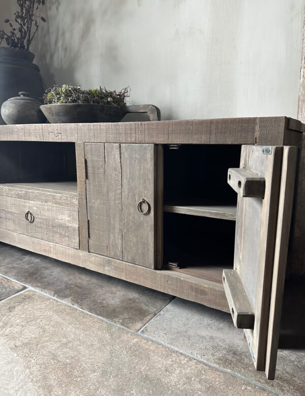 Tv Dressoir 180 cm 4-Deurs/ Open Vlak Driftwood - Afbeelding 3