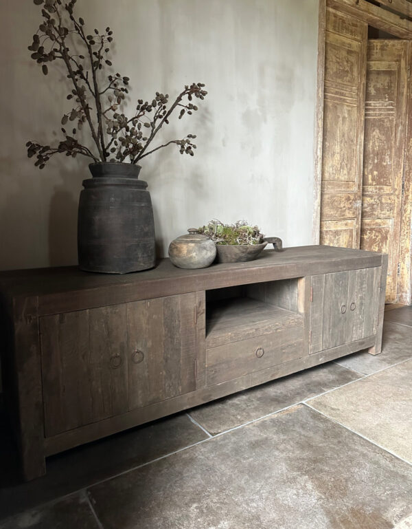 Tv Dressoir 180 cm 4-Deurs/ Open Vlak Driftwood - Afbeelding 4