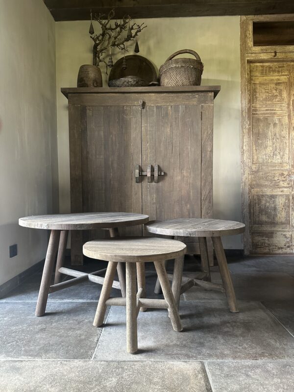 Set Van 3 Ronde Driftwood Salontafels - Afbeelding 2