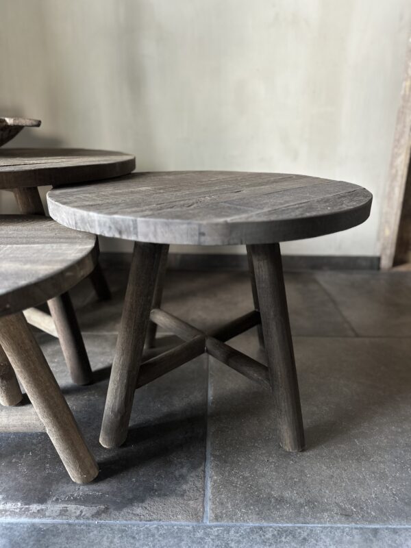 Set Van 3 Ronde Driftwood Salontafels - Afbeelding 4