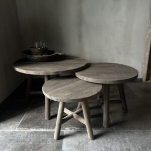 Set Van 3 Ronde Driftwood Salontafels