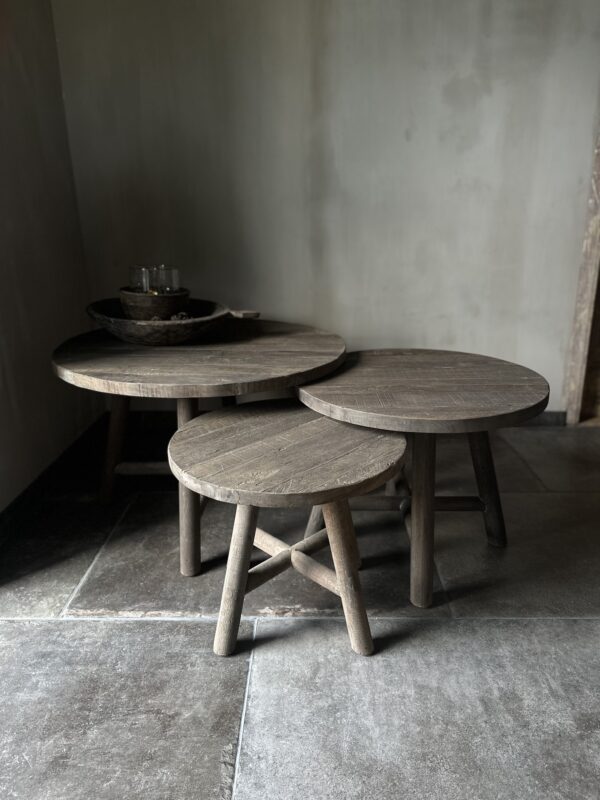 Set Van 3 Ronde Driftwood Salontafels