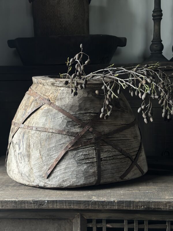 Unieke Oud Houten Pot/Kruik (Alleen Afhalen) - Afbeelding 2