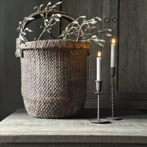 Oude Rieten Plukmand Met Hengsel (A)